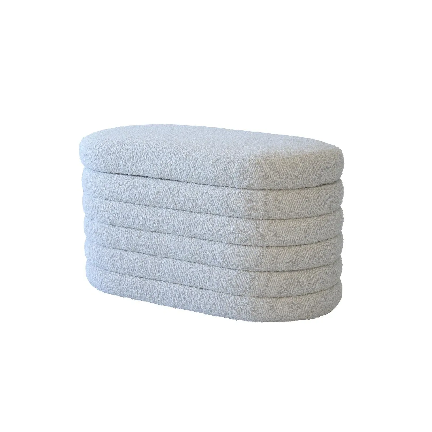Oval Storage Ottoman - White, Boucle Fabric product