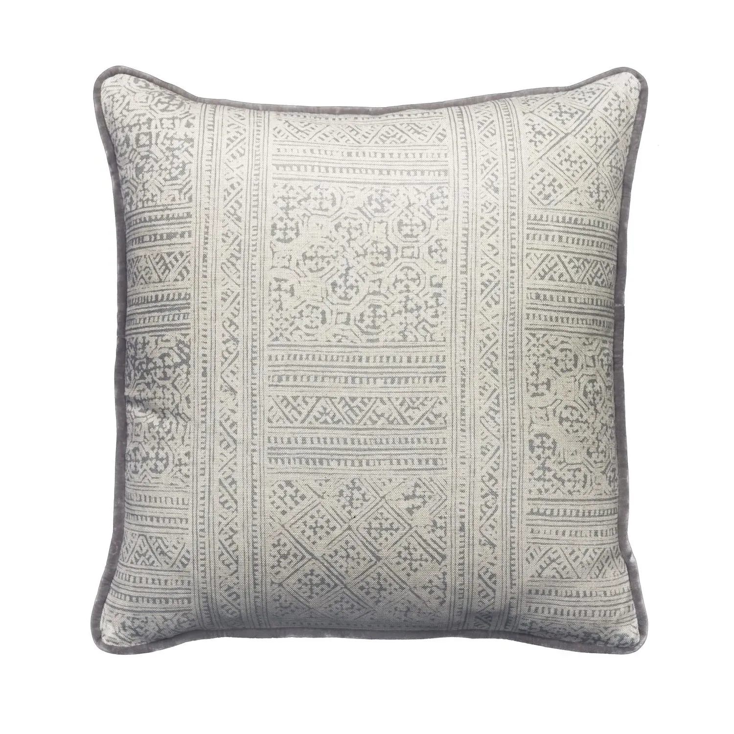 Geometric Cushion with Piping - Storm, Linen product