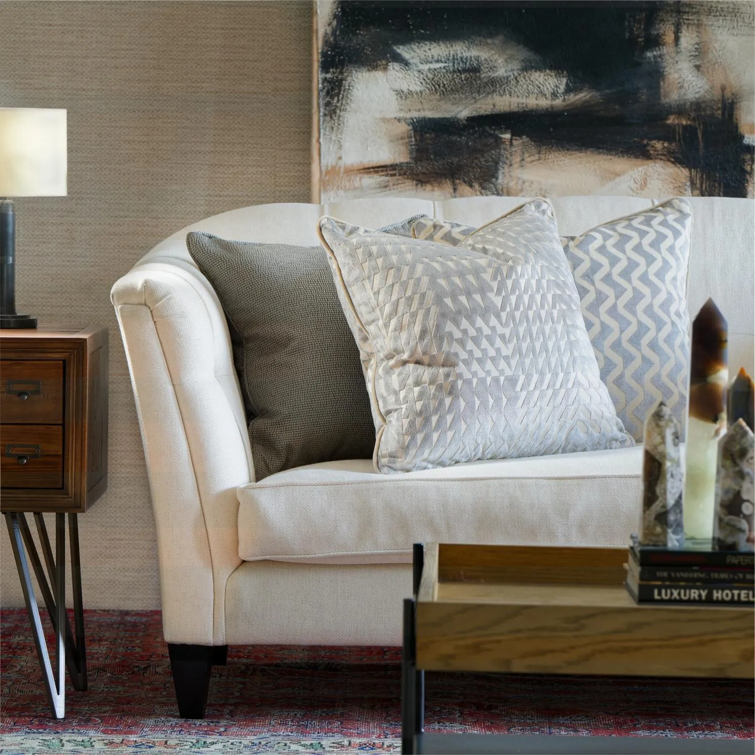 Square Cushion with Piping - Smoke, Velvet alternate view