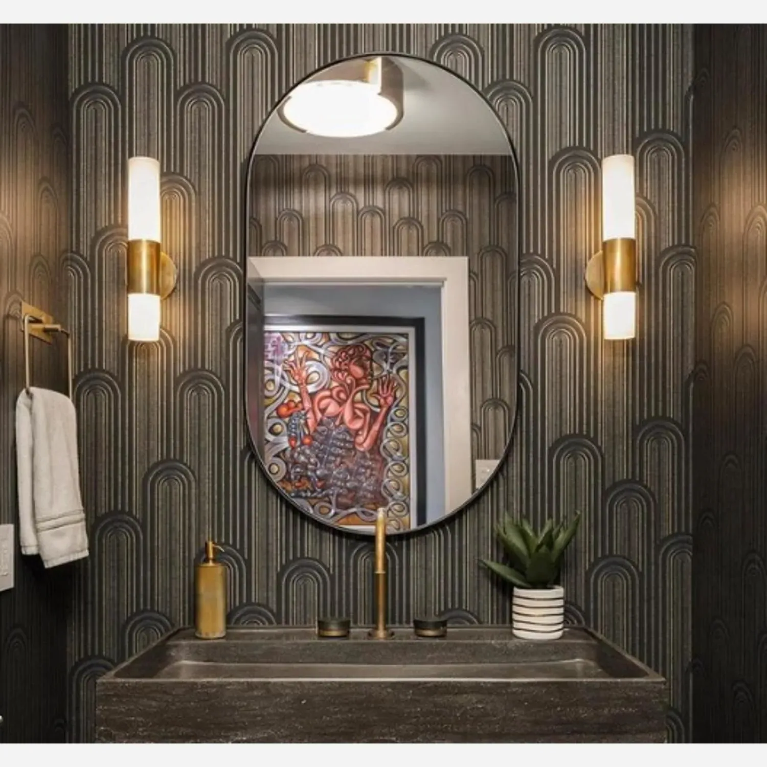 Penz Cylindrical Wall Light - Brass, Glass alternate view