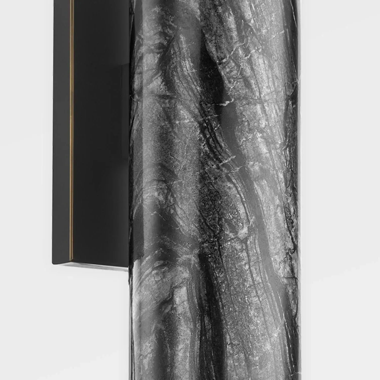 Wall Light with Marble Shade - Black, Brass alternate view