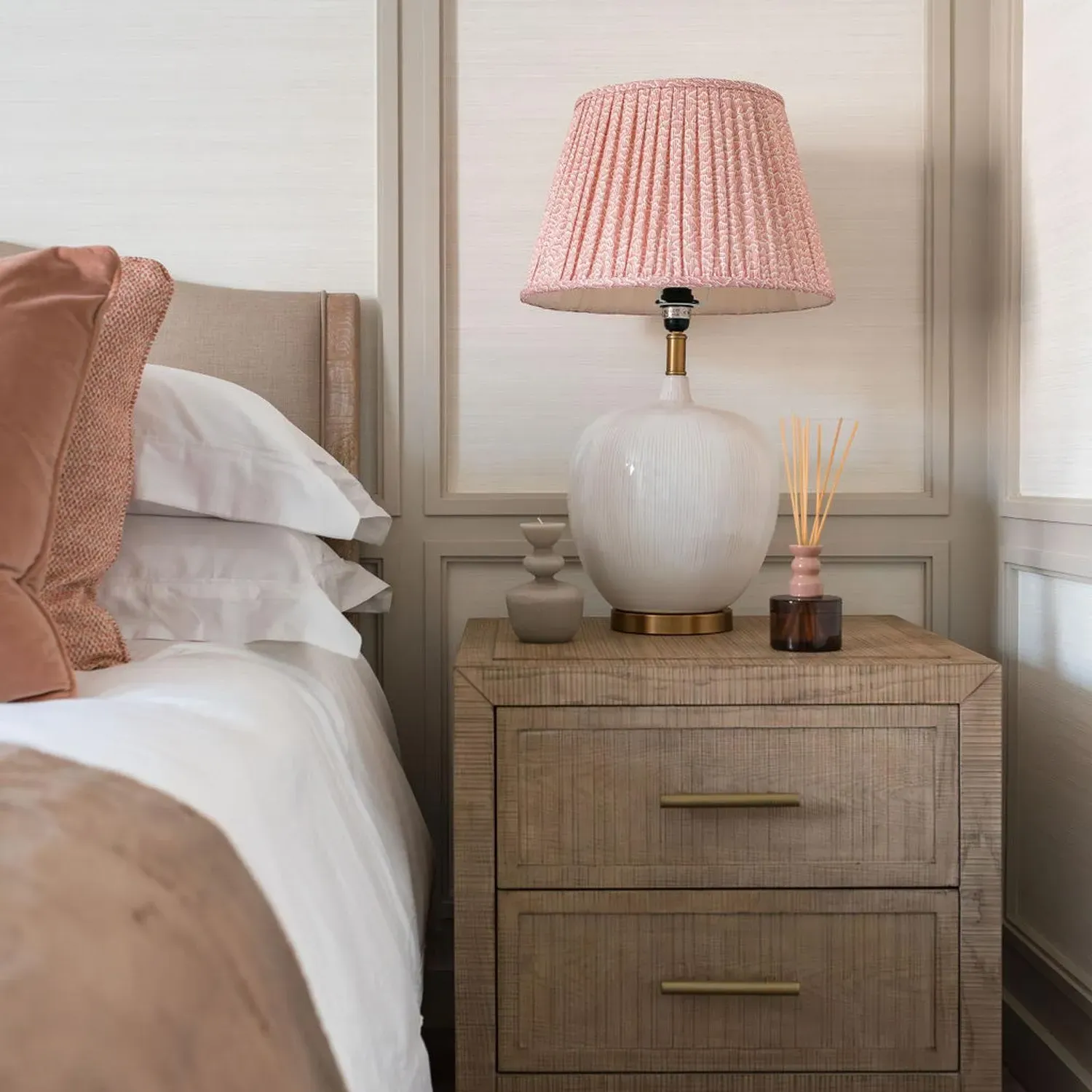 2-Drawer Bedside Table - Natural, Ash Wood alternate view