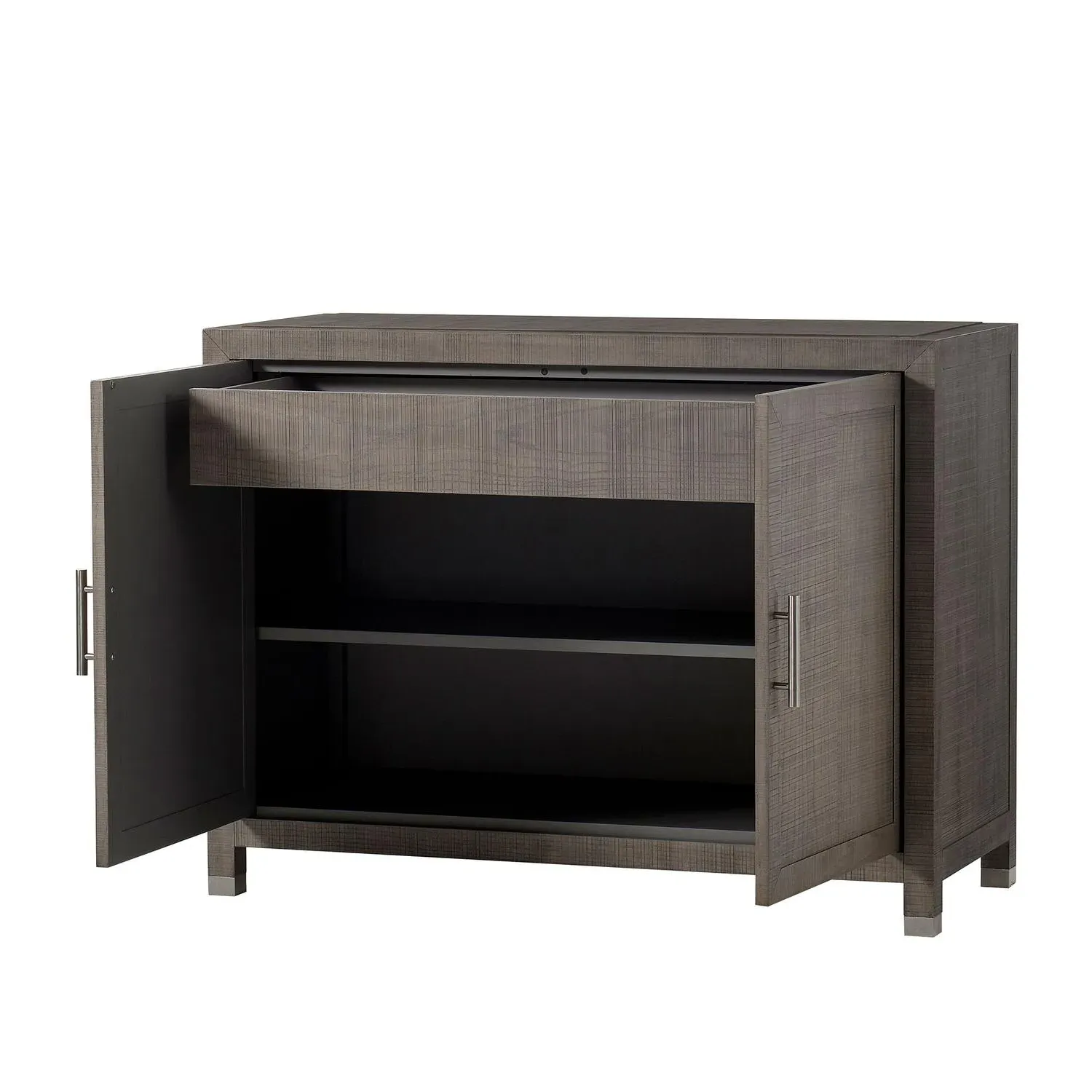 2-Door Cabinet with Pewter Handles - Grey, Ash Wood alternate view
