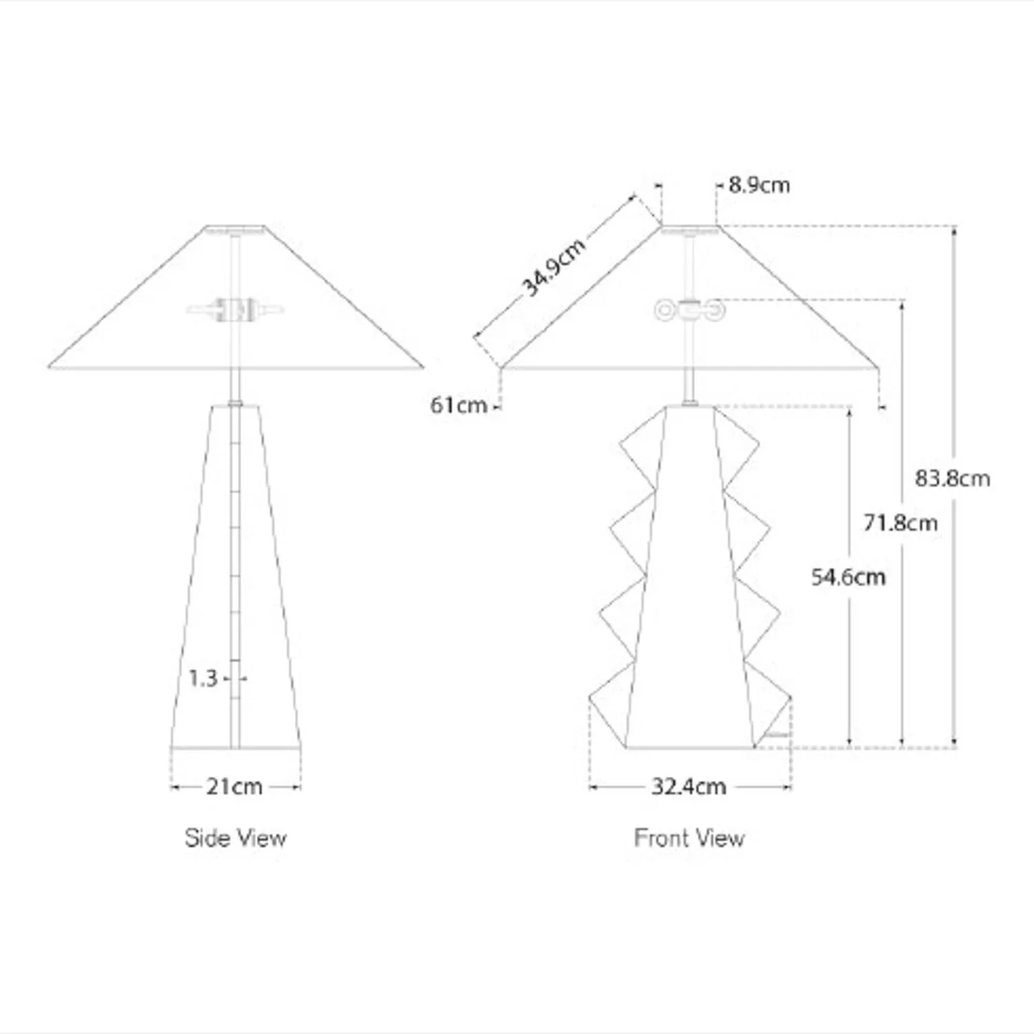 Triangular Table Lamp - Bronze, Ceramic alternate view