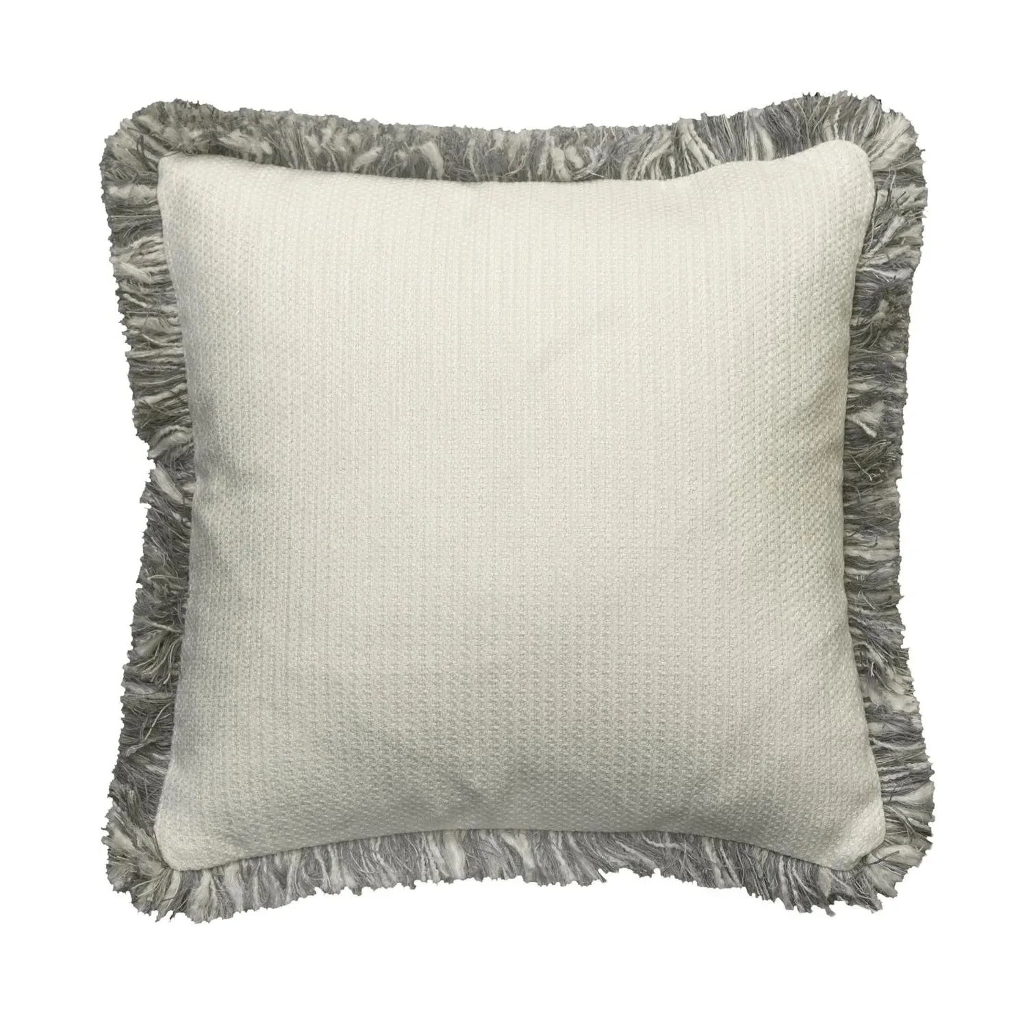 Cushion with Fringe Trim - White, Linen Blend product