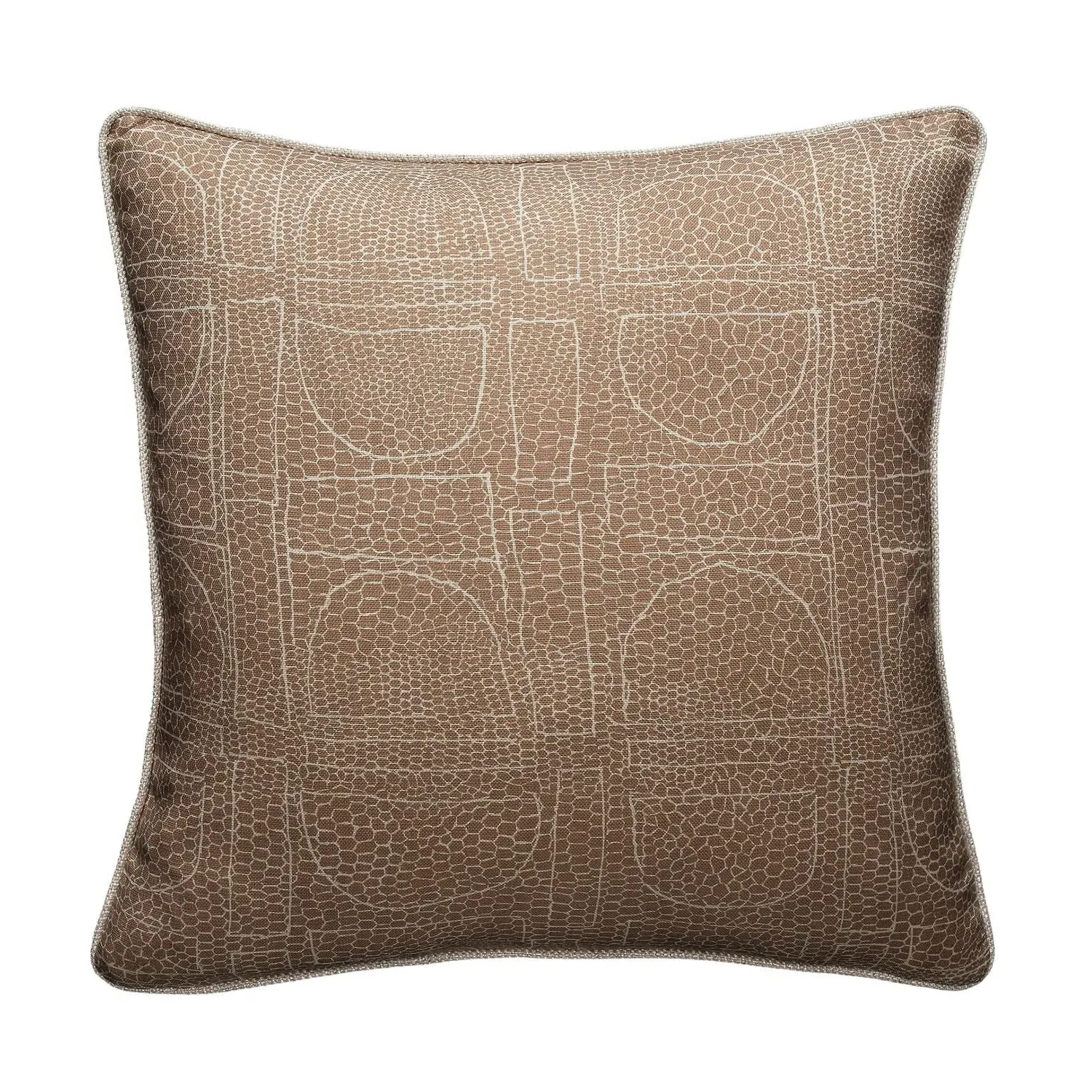 Geometric Cushion with Piping - Almond, Cotton product