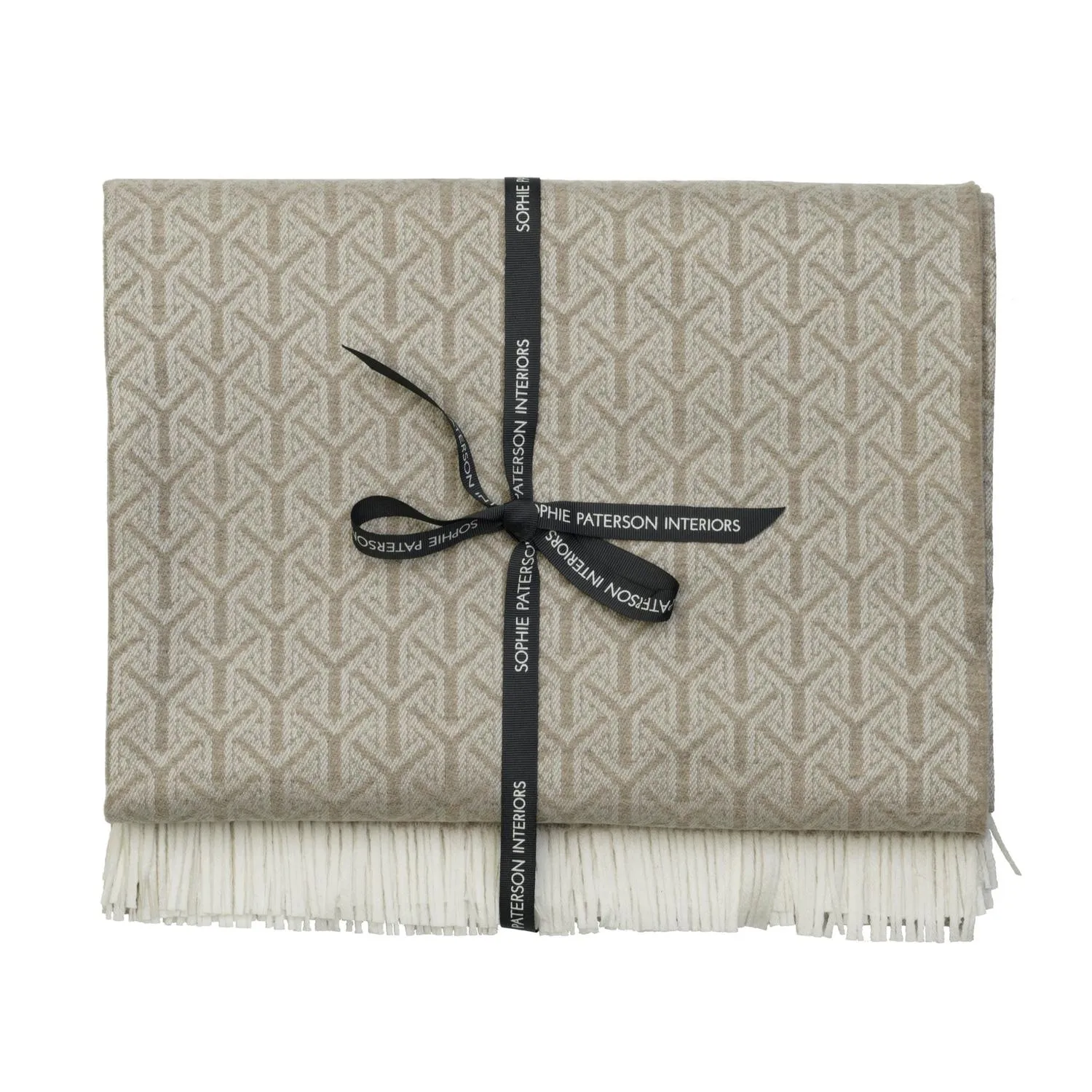 Large Throw with Fringe Detail - Latte, Wool product