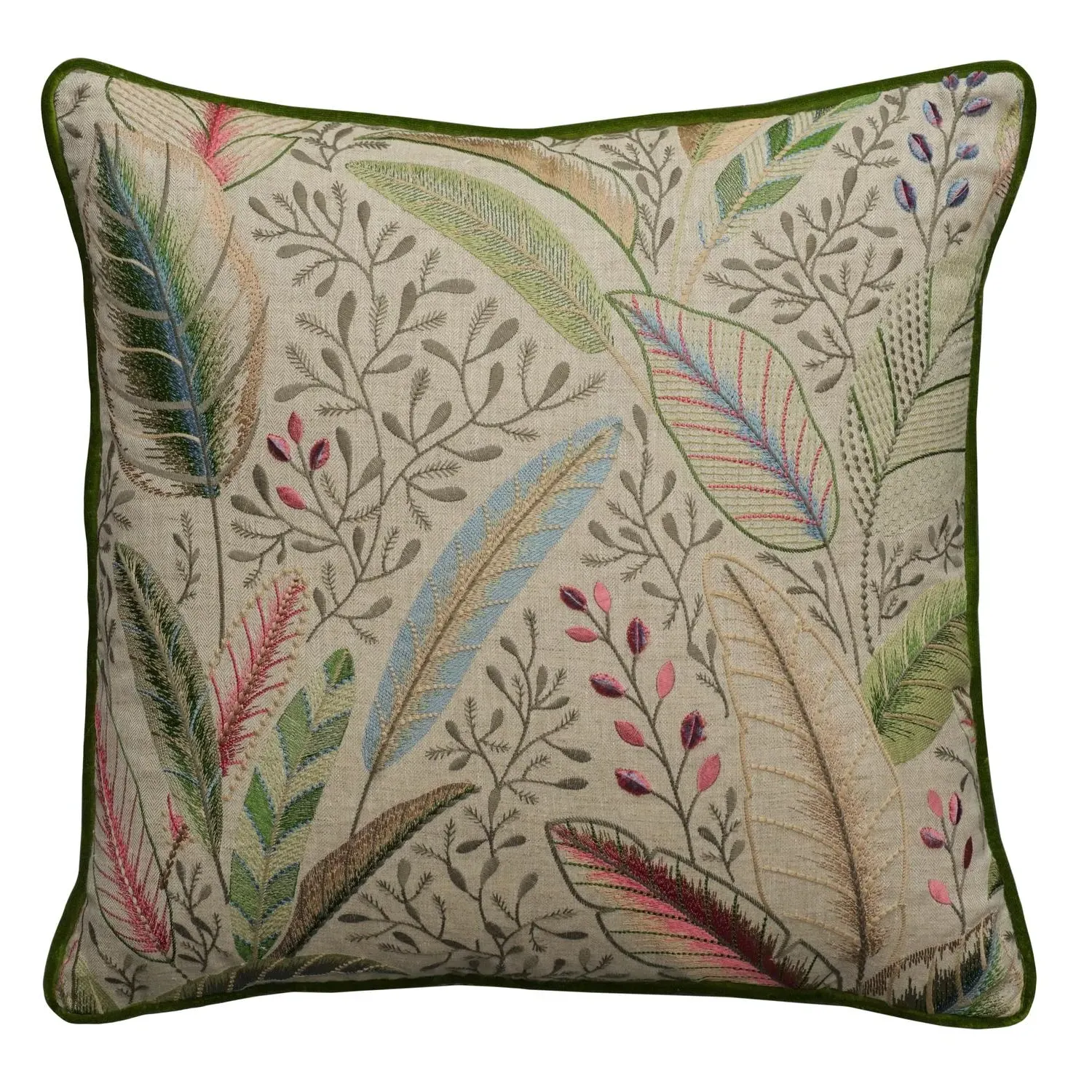 Square Cushion with Embroidery - Sunset, Linen product