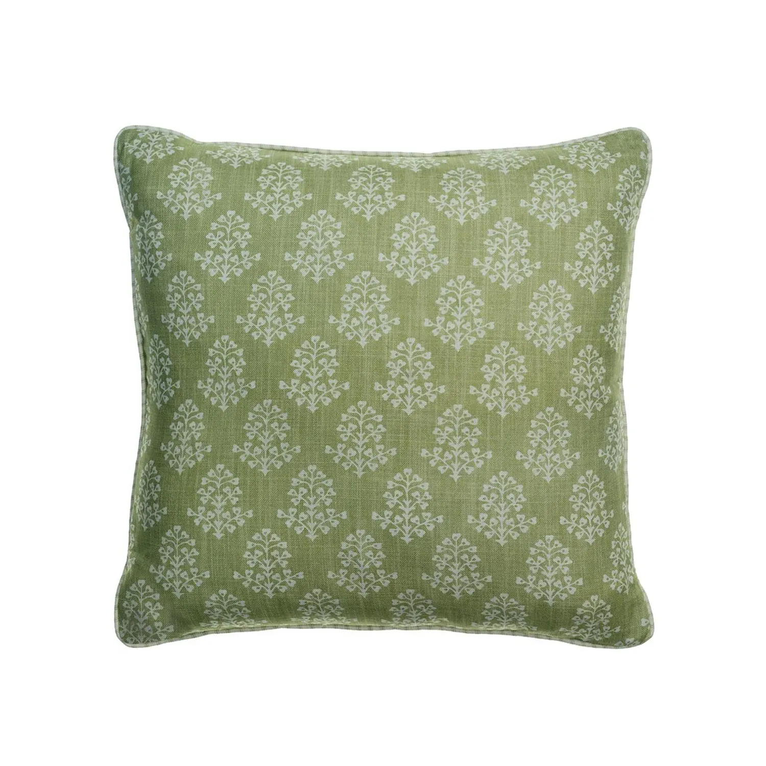 Square Cushion with Floral Print - Green, Linen product