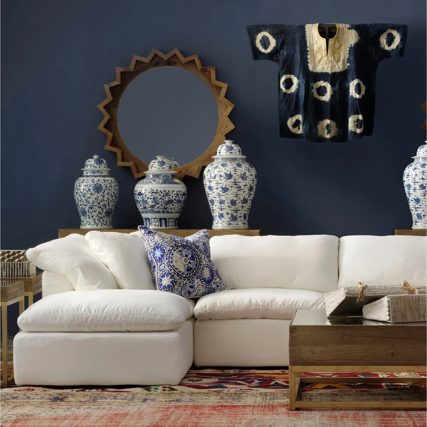 Truman Junior Sectional Sofa - White, Linen product