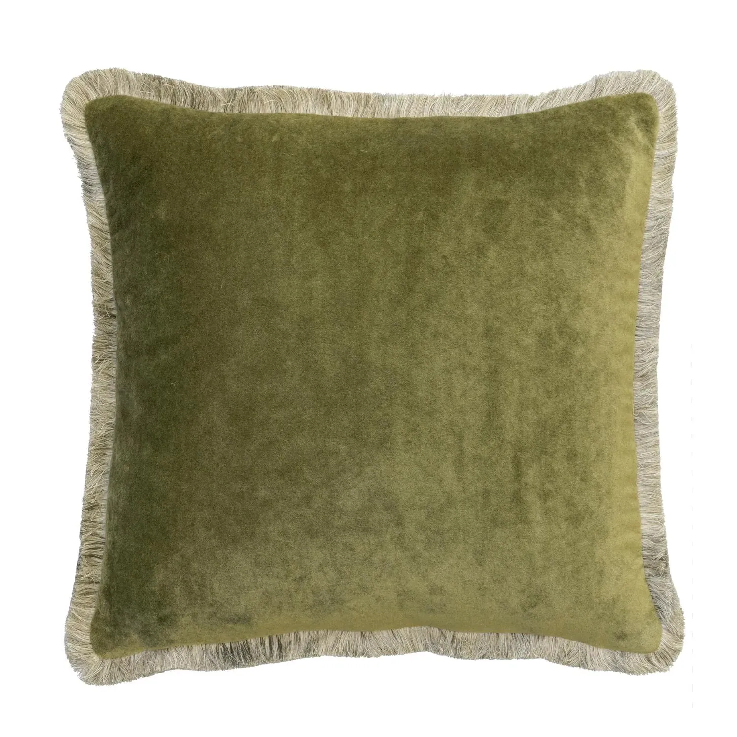 Square Cushion with Trim - Olive, Mohair product