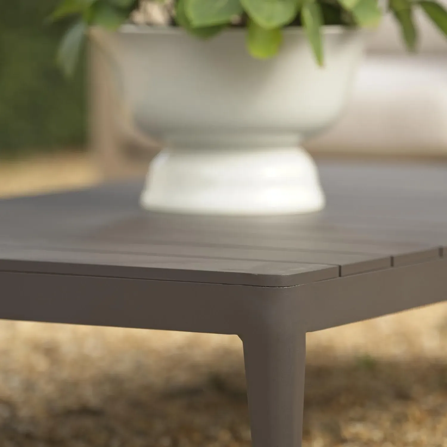 Outdoor Coffee Table Slatted - Grey, Aluminium alternate view