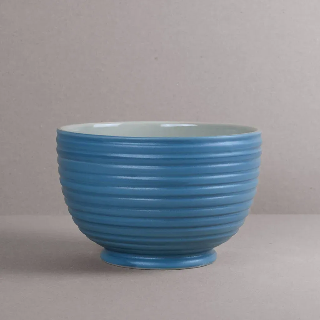 Blue Ridged Salad Bowl - Blue
