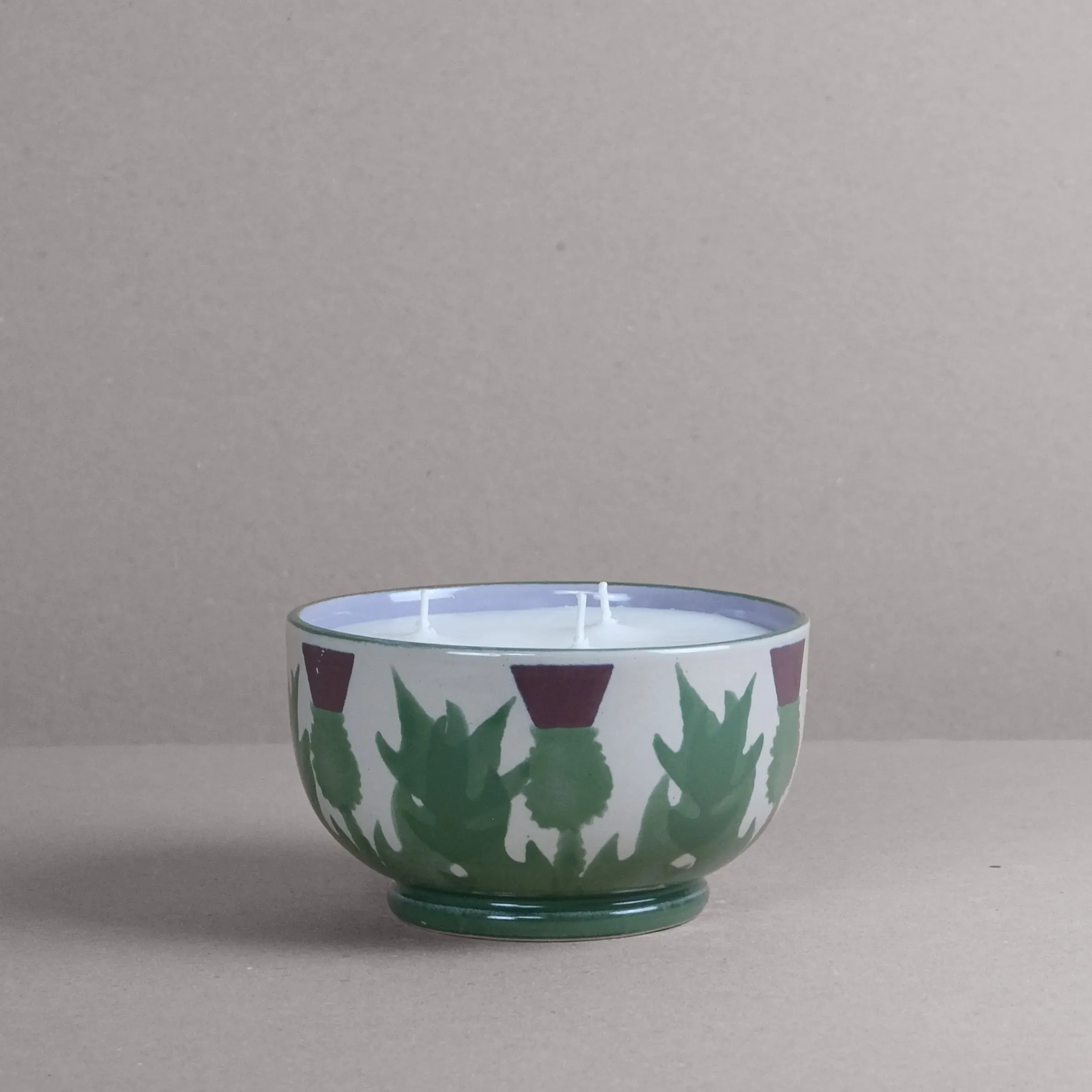 Cream Thistle Large Candle Bowl - Cream, Stoneware