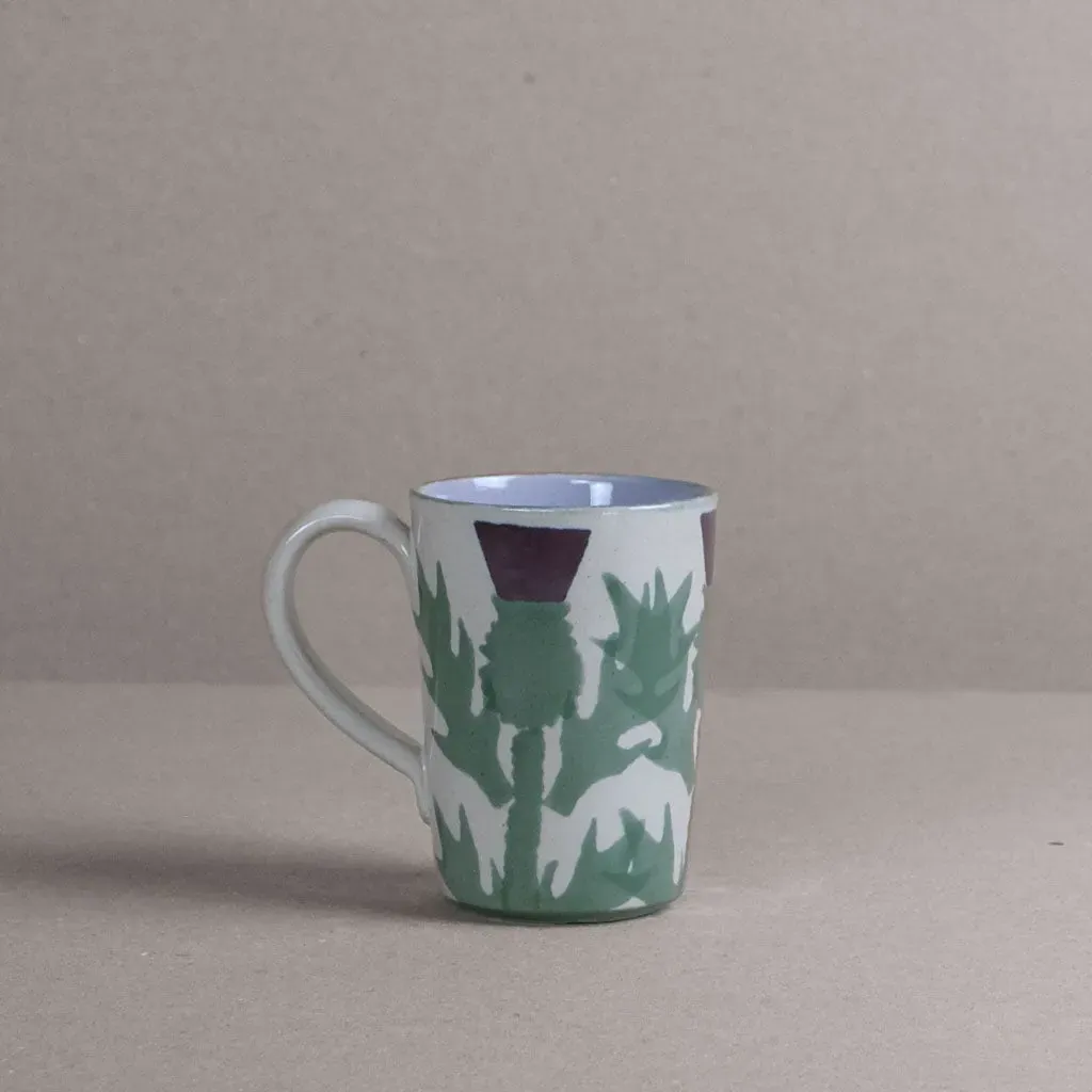 Cream Thistle Latte Mug - Cream, Stoneware