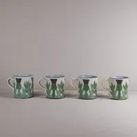 Set of 4 Cream Thistle Large Mugs - Cream