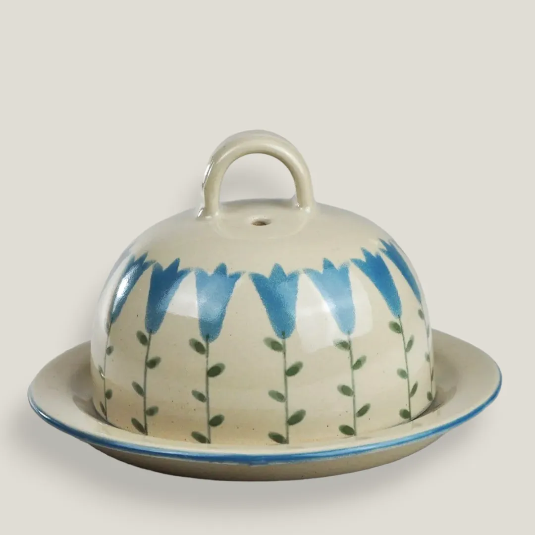 Harebell Cheese Dome and Plate - Stoneware