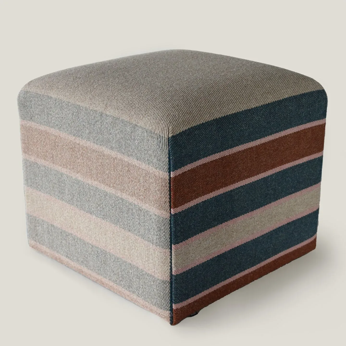 Flora Stewart Stripe Carpet Cube Ottoman