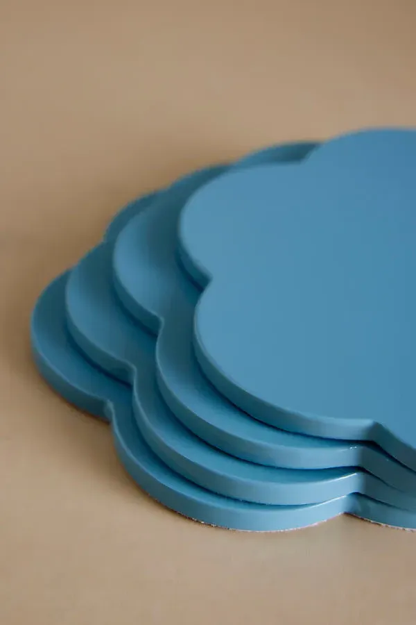 Scallop Coasters Set of 4 - Blue, High-Gloss Lacquer product