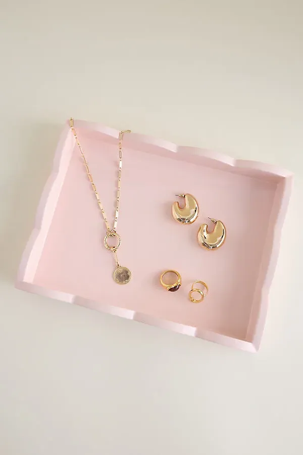 Scalloped Tray - Pink, High-Gloss Lacquer, Wood product