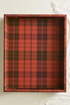 Tartan Small Tray - Red, Lacquered Engineered Hardwood product