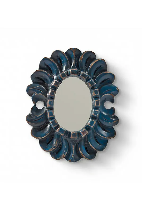 Lima Petite Oval Mirror - Blue by Anthropologie