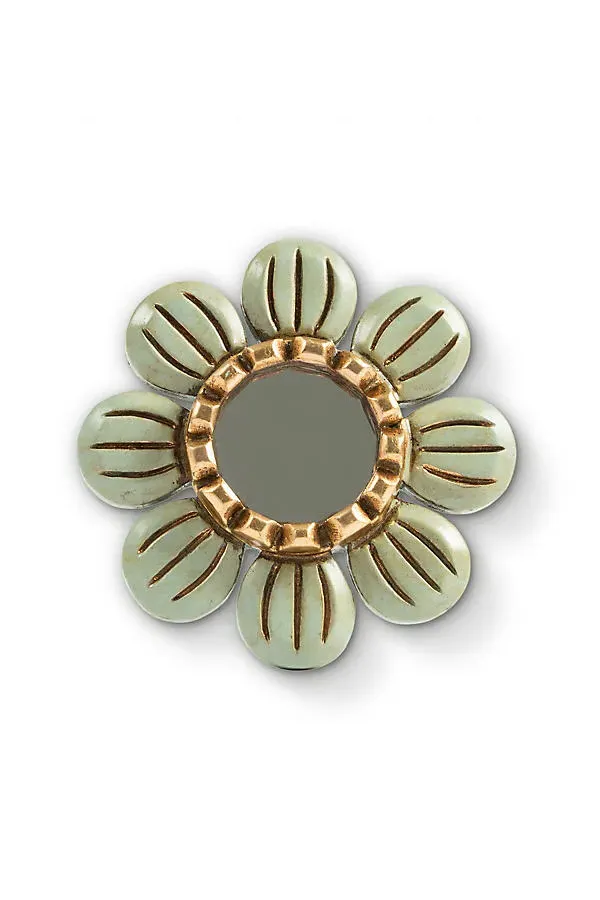 Loreto Flower Petite Wall Mirror - Green by Anthropologie