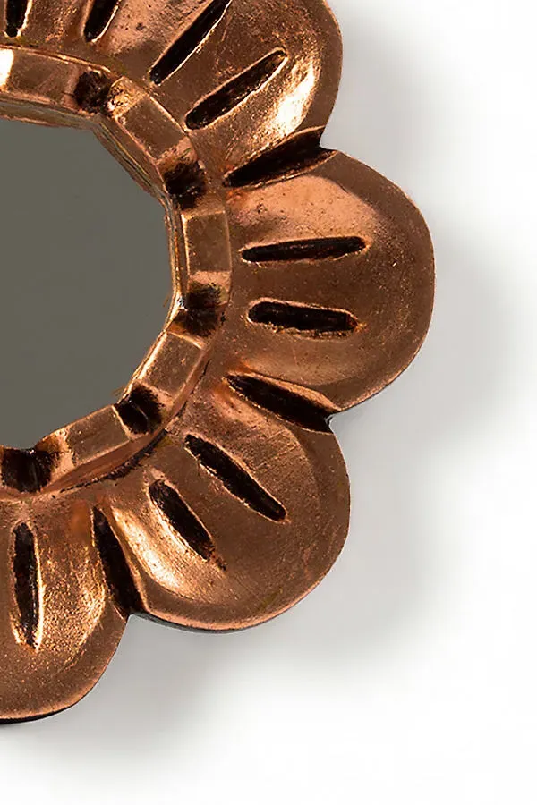 Pisaq Flower-Shaped Small Wall Mirror - Copper, Metal by Anthropologie, alternate view