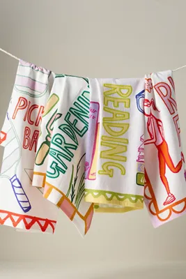 Georgie Morley Reading Dish Towel - Green, Cotton product