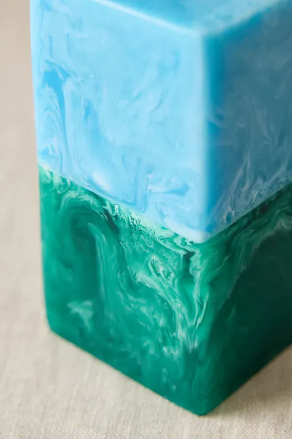 Basil Resin Candle Holder - Marble Finish by Anthropologie, alternate view