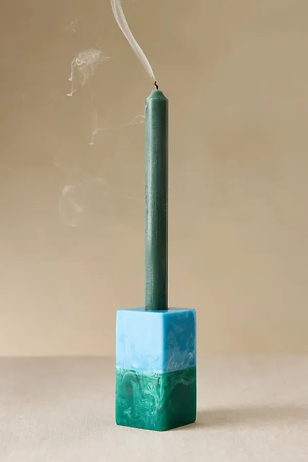 Basil Resin Candle Holder - Marble Finish by Anthropologie