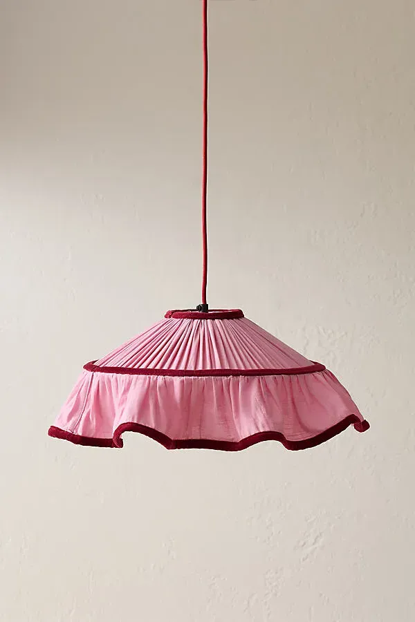 Blossom Frill Lamp Shade - Pink, Cotton by Anthropologie