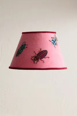 Bugging You Embroidered Lamp Shade - Pink, Cotton Velvet by Anthropologie, alternate view