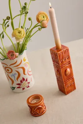 Coral Reef Candle Holder - Orange, MDF Wood product