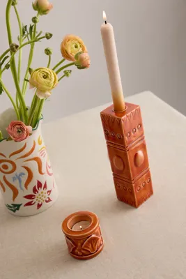 Coral Shell Tealight Holder - Orange, MDF Wood product