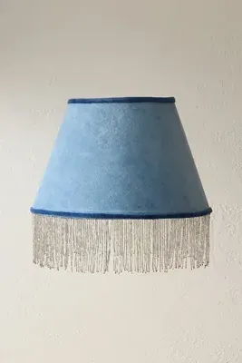 Frosted Icicle Lamp Shade - Blue, Cotton Velvet by Anthropologie, alternate view