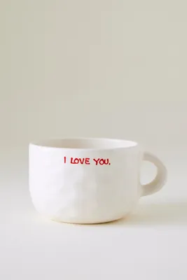 I Love You Cappuccino Mug - White, Ceramic by Anthropologie, alternate view