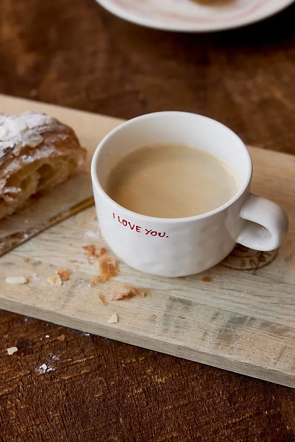 I Love You Cappuccino Mug - White, Ceramic by Anthropologie