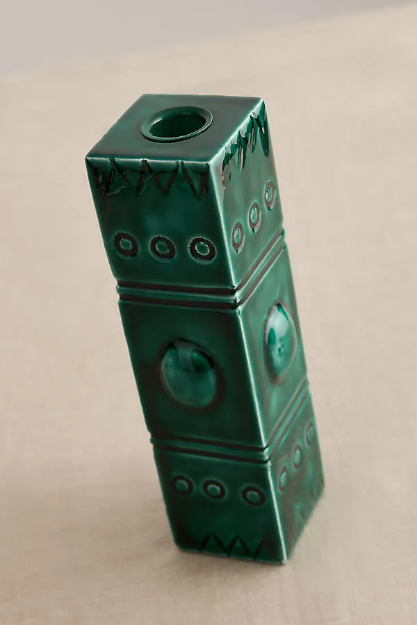 Laurel Reef Candle Holder - Green, MDF Wood product
