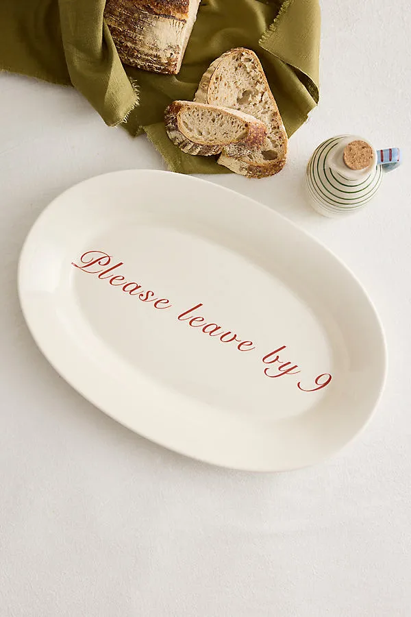 Please Leave By 9 Serving Platter - Red by Anthropologie