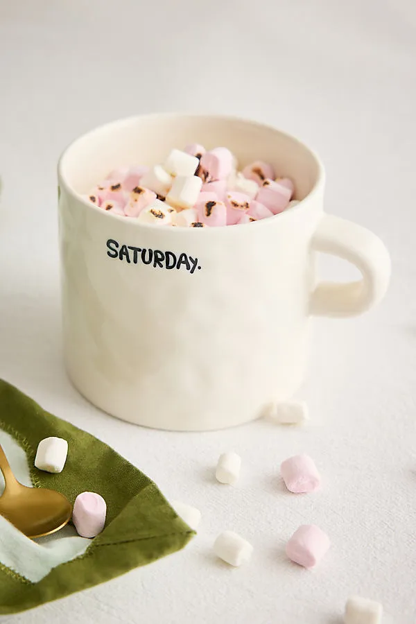 Saturday Mug - White, Ceramic by Anthropologie