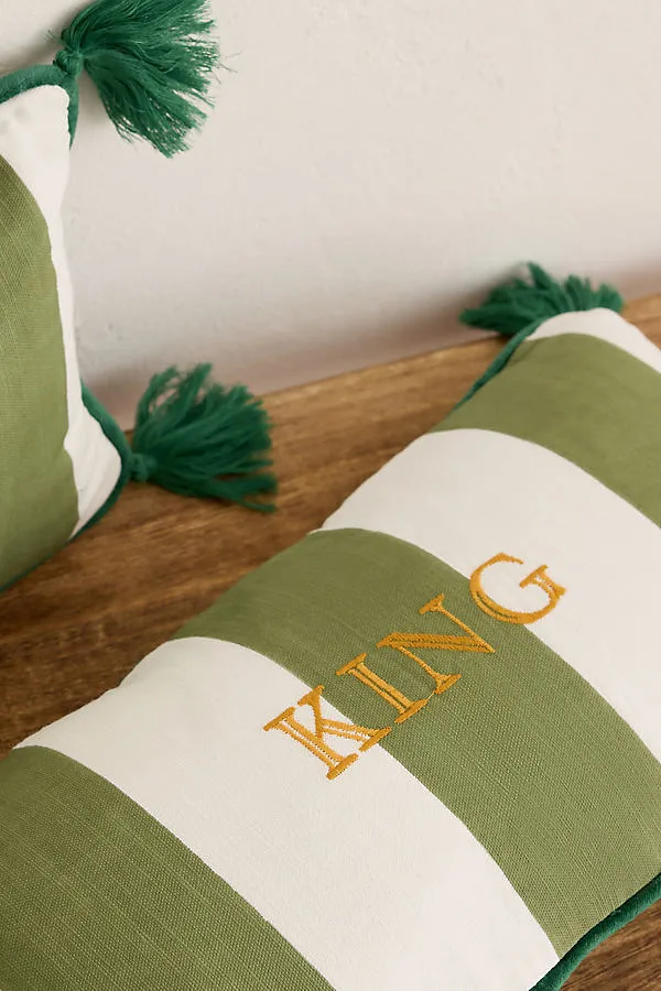 Tasseled King Size Cushion - Green, Organic Cotton product