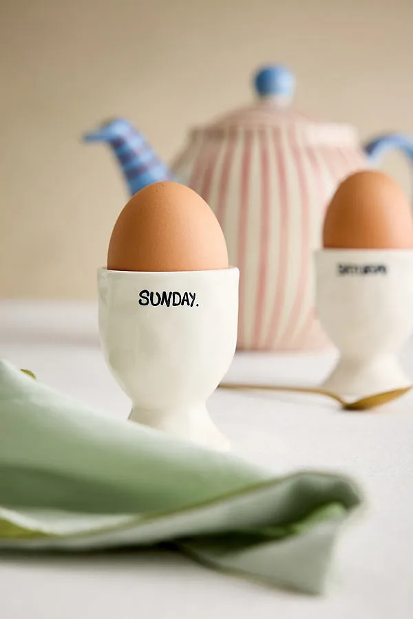 Weekend Egg Cup Set of 2 - White by Anthropologie
