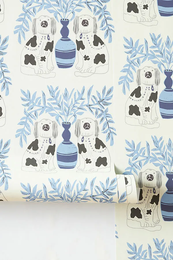 Annika Reed Studio Pair of Dogs Wallpaper - Blue product