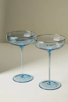 24k Gold Accent Coupe Glasses Set of 2 by Anthropologie, alternate view