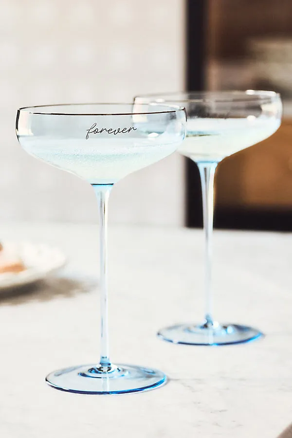 24k Gold Accent Coupe Glasses Set of 2 by Anthropologie