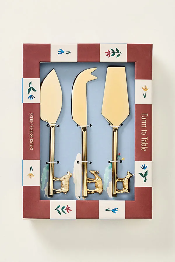 Aberdeen Cheese Knives Set of 3 - Gold product