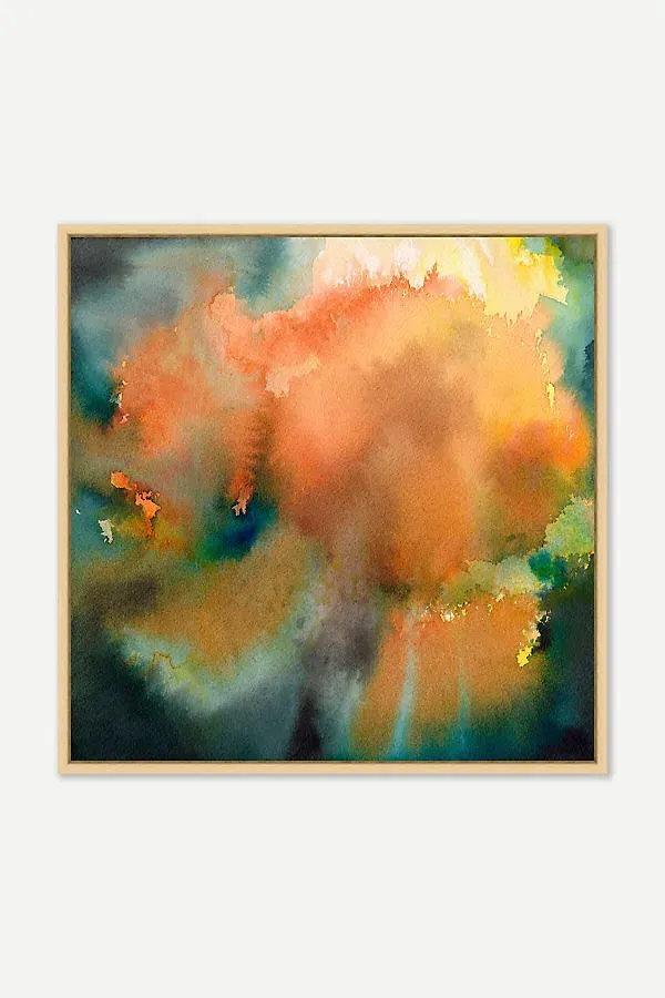 Abstract Watercolor Wall Art - Orange, Raw Canvas product