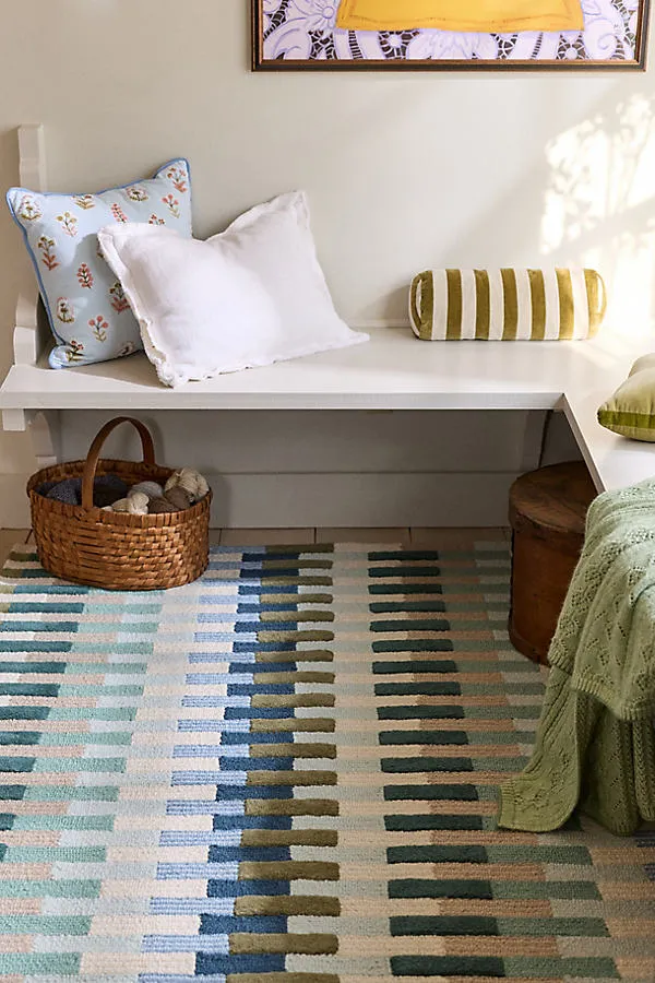Acer Hand Tufted Geometric Rug - Green, Wool by Anthropologie