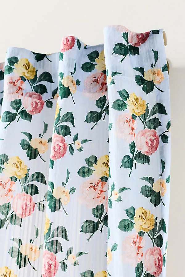 Ada Floral Sheer Curtain - Blue, Cotton product